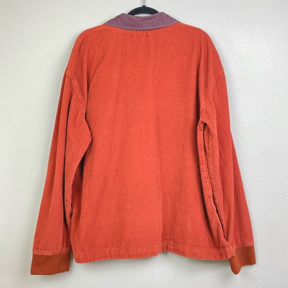 Urban Outfitters Men's Large Teracotta Corduroy Popover Collared Shirt Orange - Picture 14 of 16